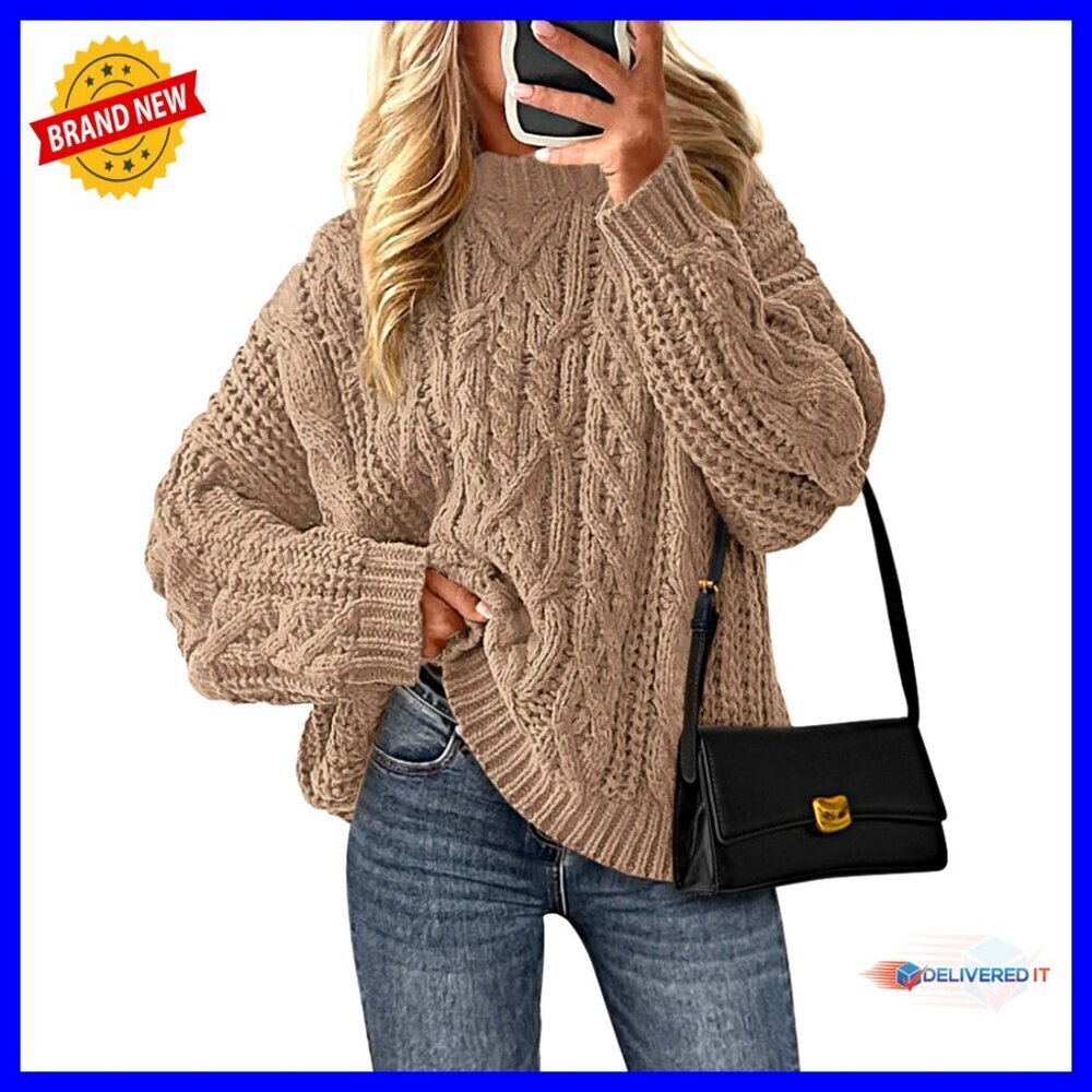 Oversized Cable Knit Pullover Sweater, Chunky Knit, Crewneck, Winter Top